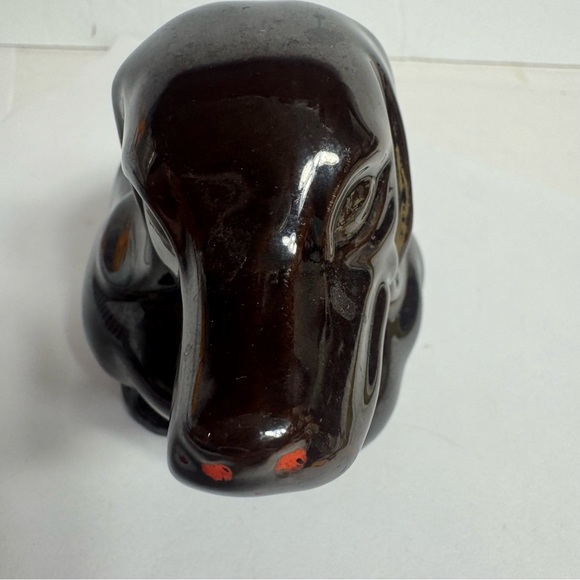 Lipper & Mann-Vintage 1970's DACHSHUND Dog Planter. Brown Drip Redware Pottery - Picture 3 of 11